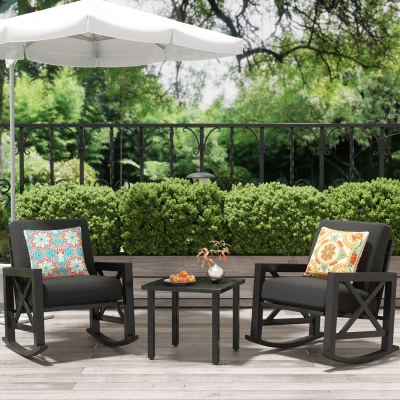 Outdoor Metal Frame Conversation Set With Thick Cushions