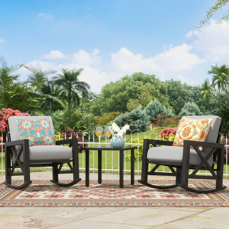Outdoor Metal Frame Conversation Set With Thick Cushions