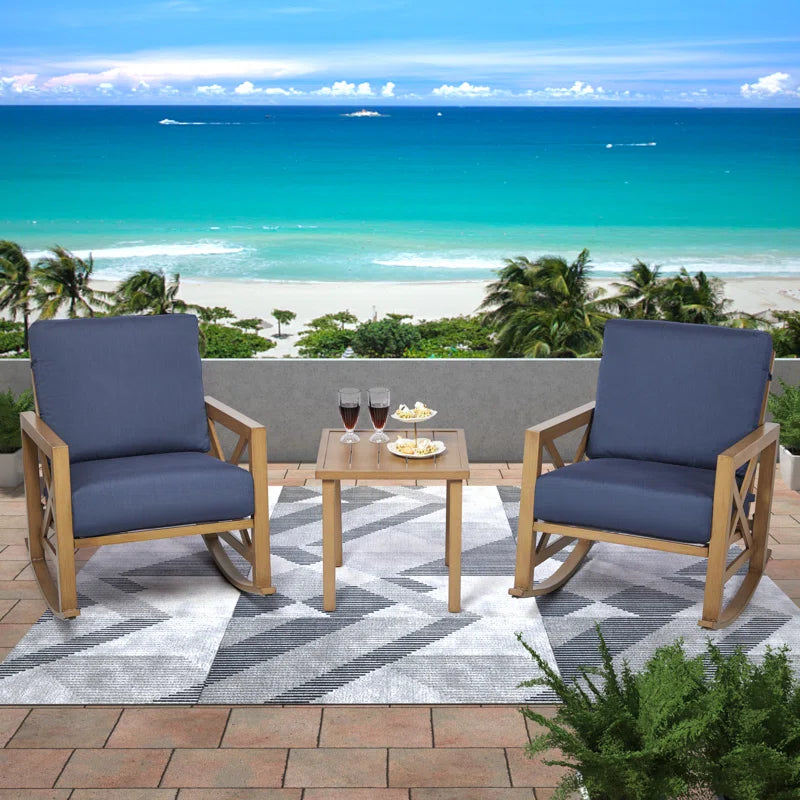 Outdoor Metal Frame Conversation Set With Thick Cushions