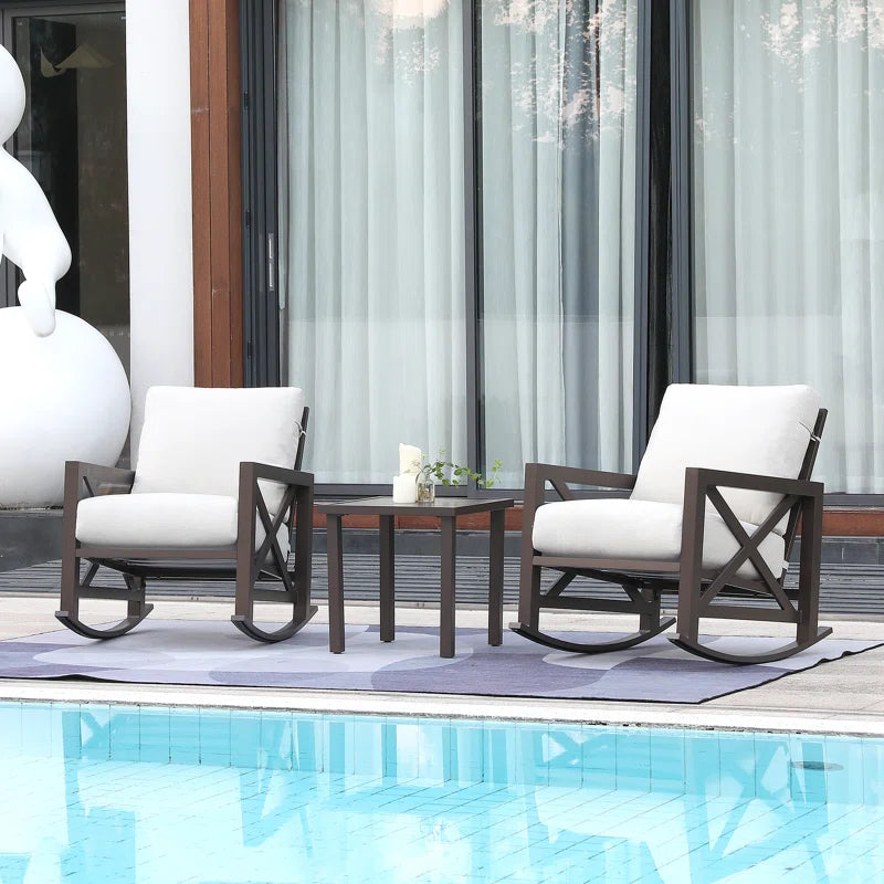 Outdoor Metal Frame Conversation Set With Thick Cushions