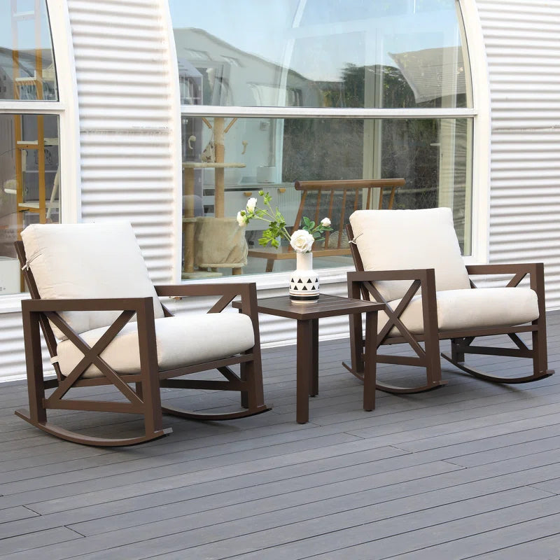 Outdoor Metal Frame Conversation Set With Thick Cushions
