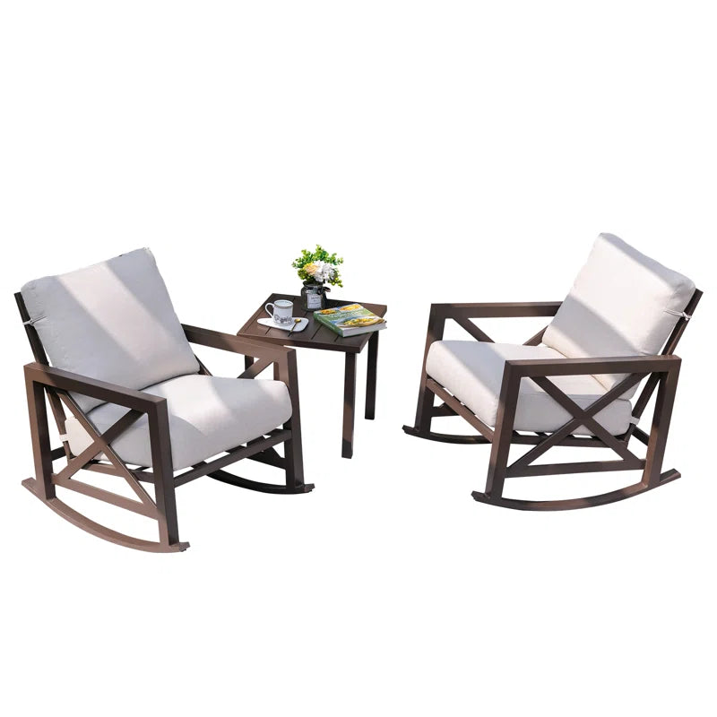 Outdoor Metal Frame Conversation Set With Thick Cushions