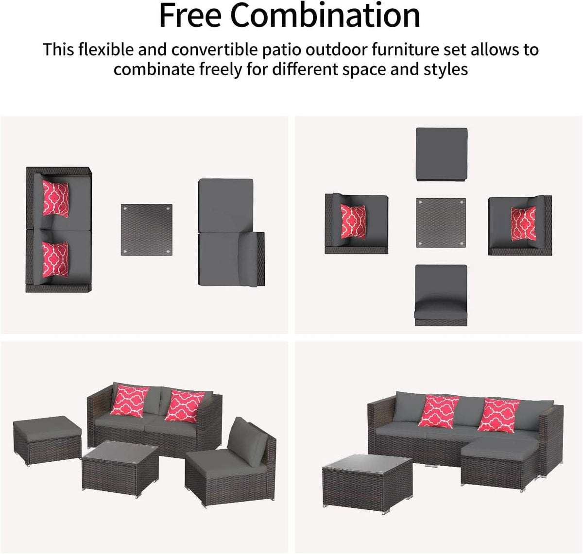 Outdoor Patio Conversation Set All Weather Gray Sectional
