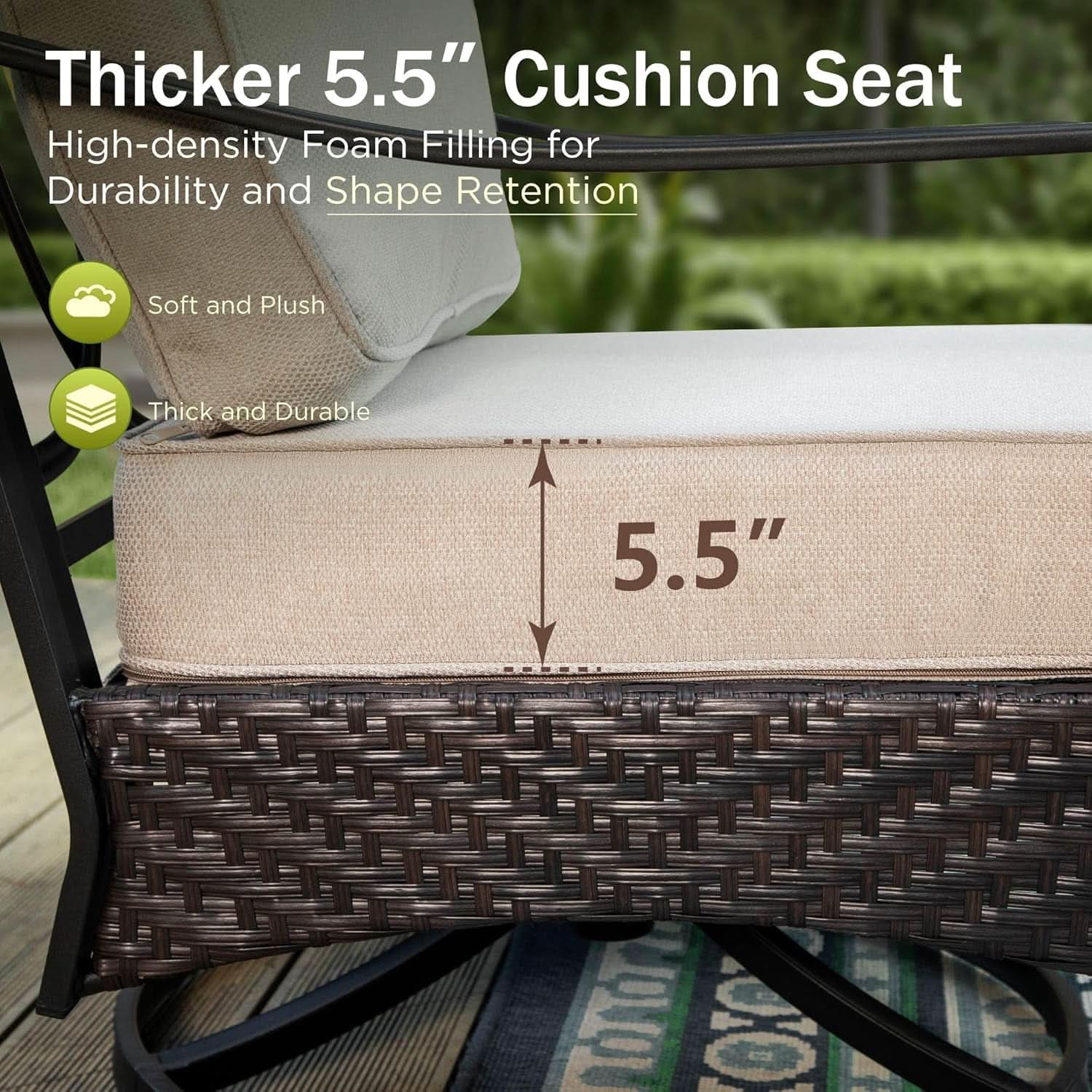 Outdoor Patio Conversation Set Wicker Waterproof Cushions