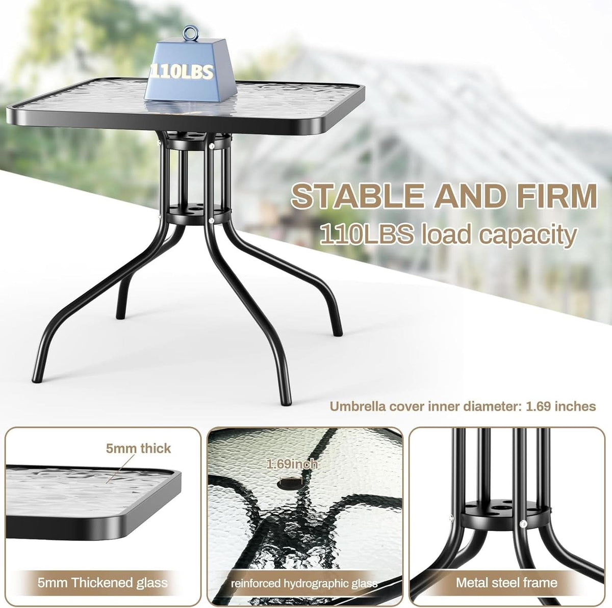 Outdoor Patio Dining Set with Metal Table and Chairs