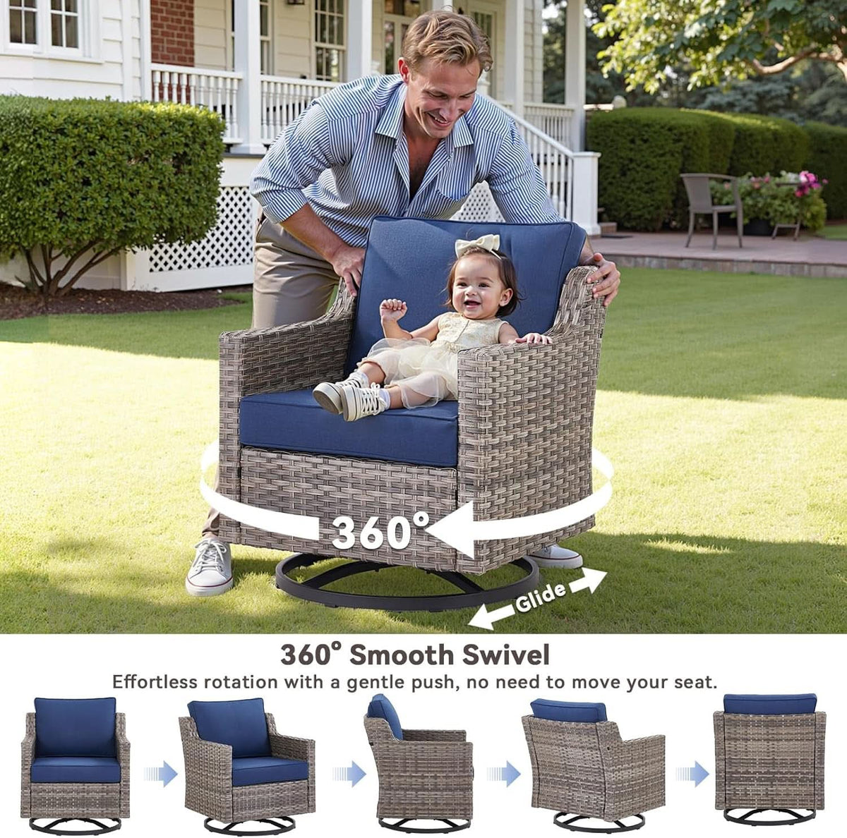 Outdoor Patio Furniture Set 5 Piece All Weather Wicker