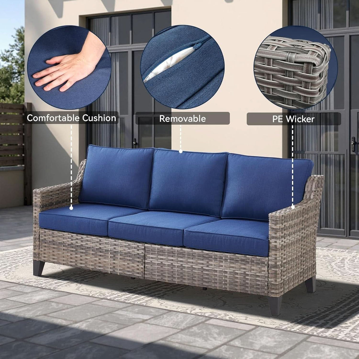 Outdoor Patio Furniture Set 5 Piece All Weather Wicker
