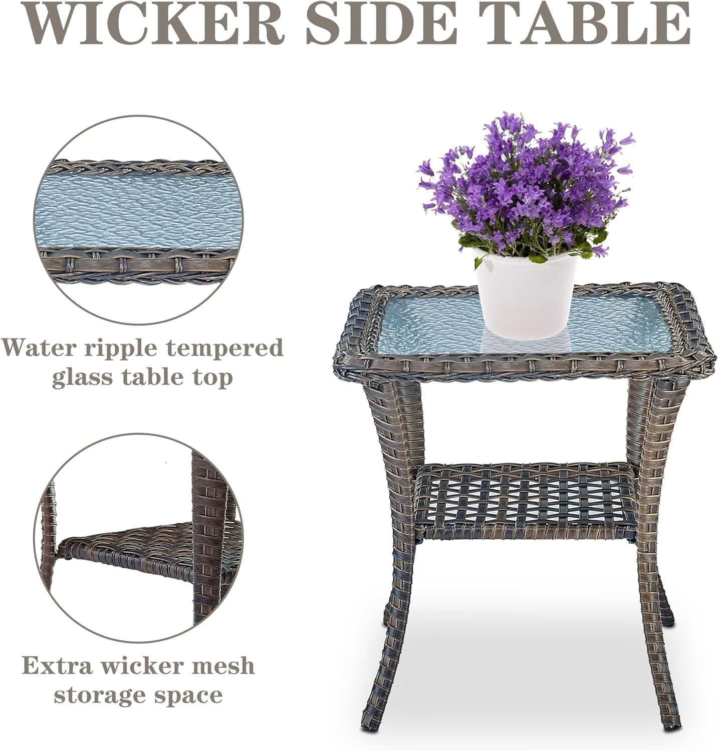 Outdoor Patio Furniture Set With 43In Fire Pit Table Brown