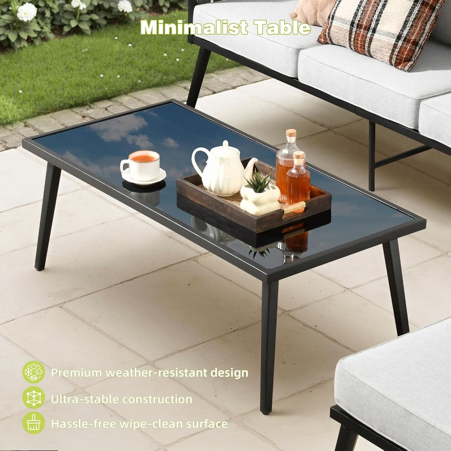 Outdoor Patio Furniture Set with Swivel Chair and Table
