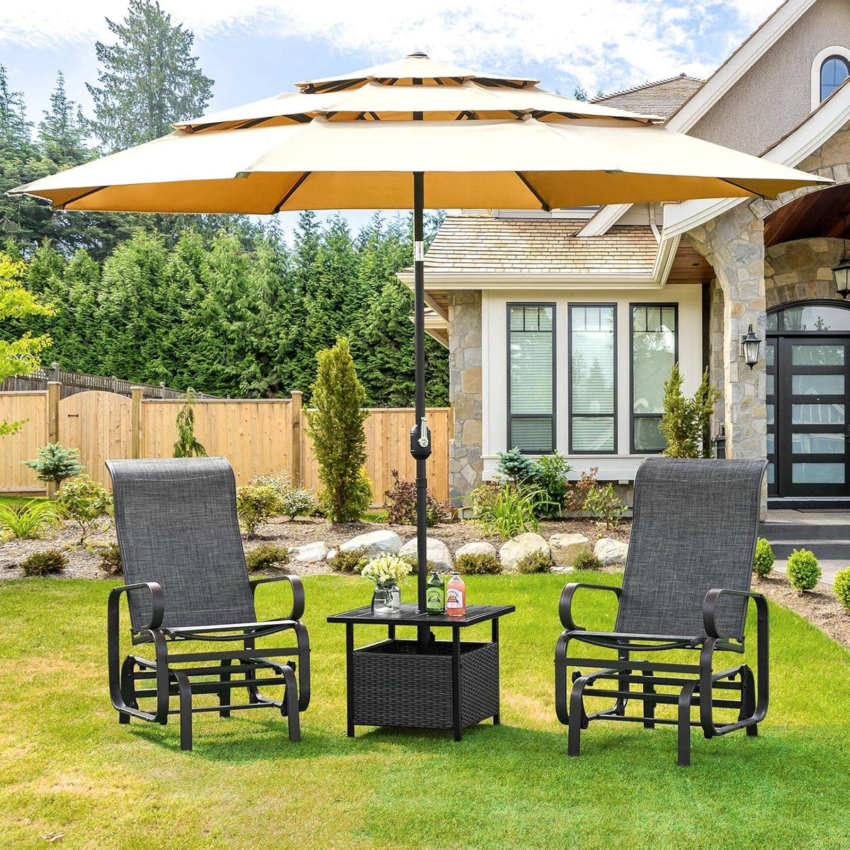 Outdoor Patio Glider Chairs with Breathable Sling Fabric