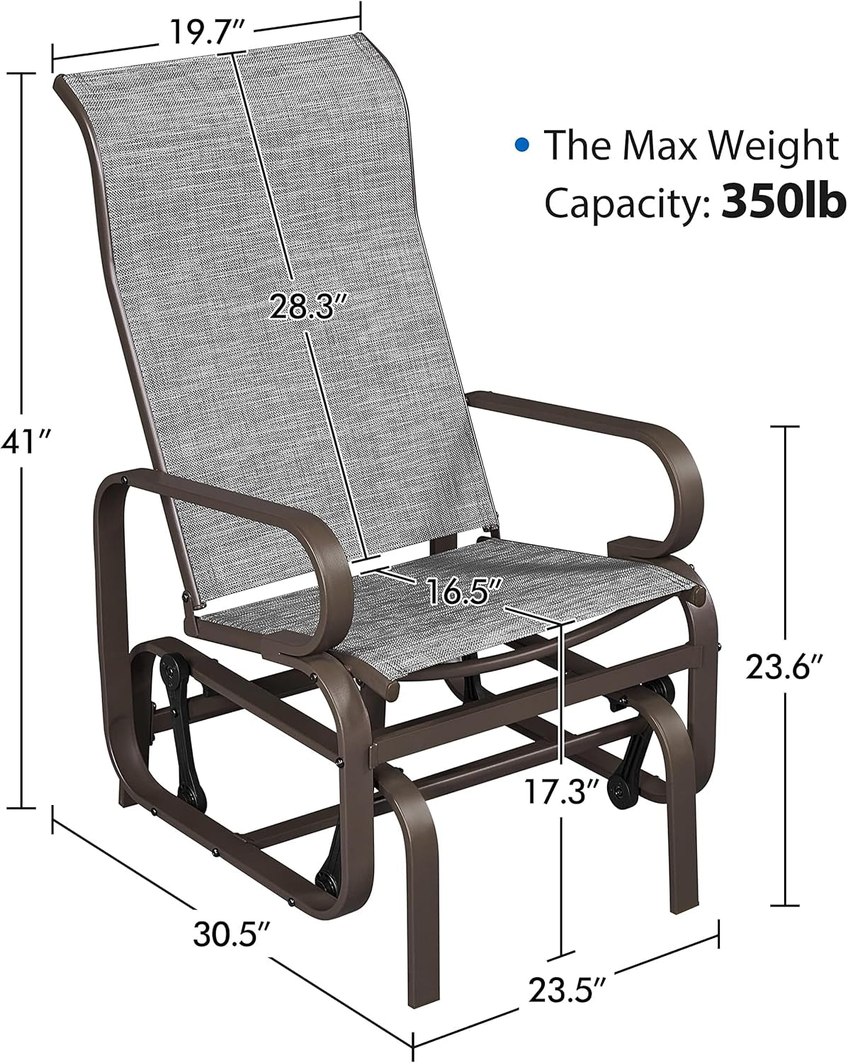Outdoor Patio Glider Chairs with Breathable Sling Fabric