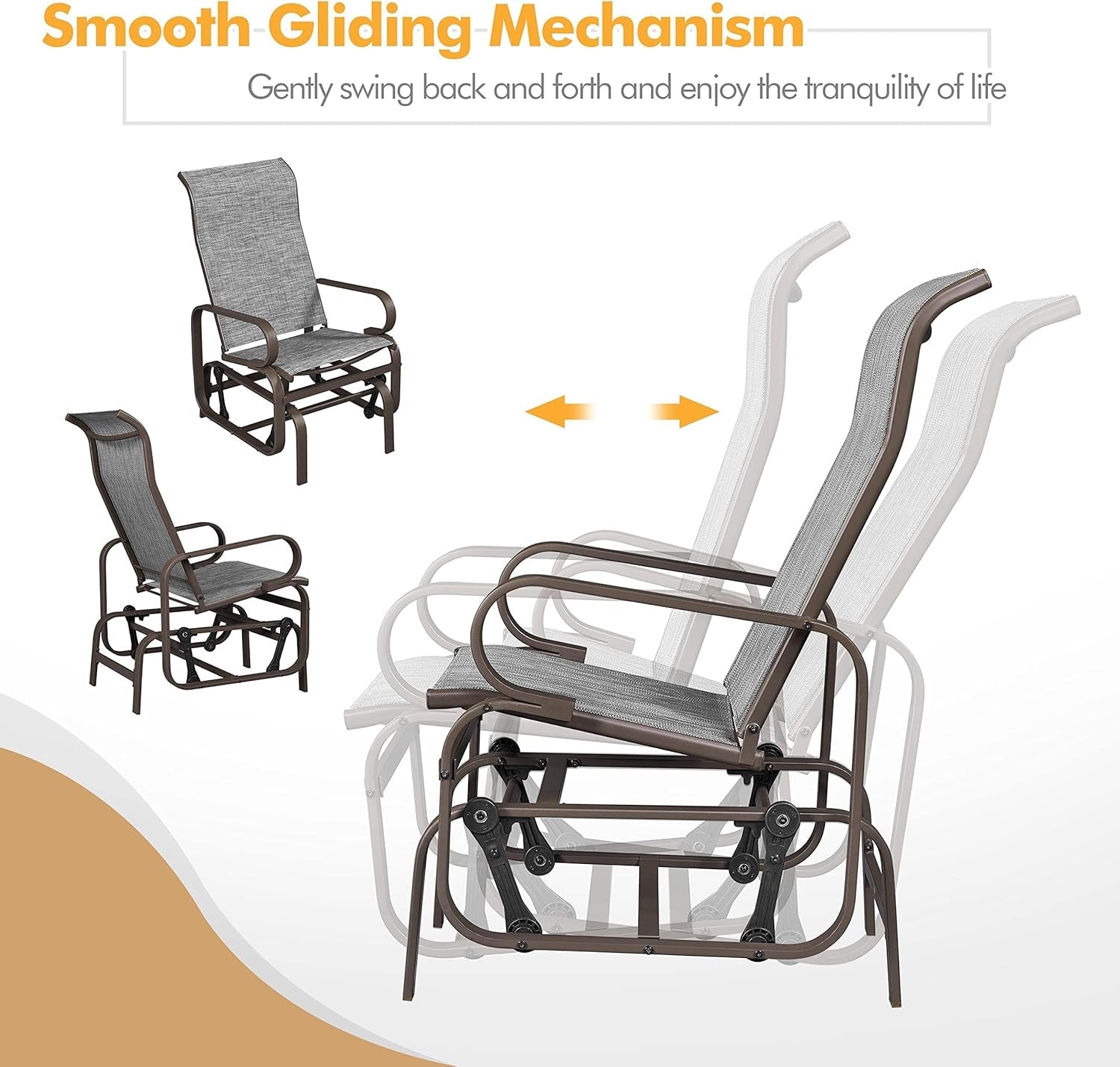 Outdoor Patio Glider Chairs with Breathable Sling Fabric
