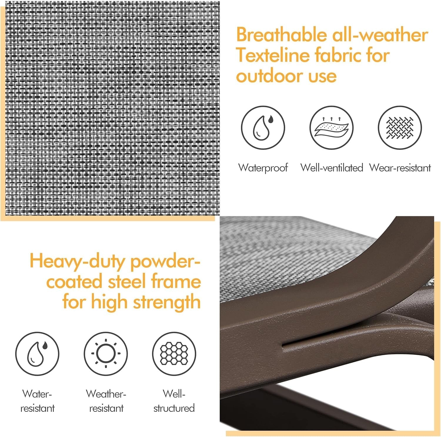 Outdoor Patio Glider Chairs with Breathable Sling Fabric