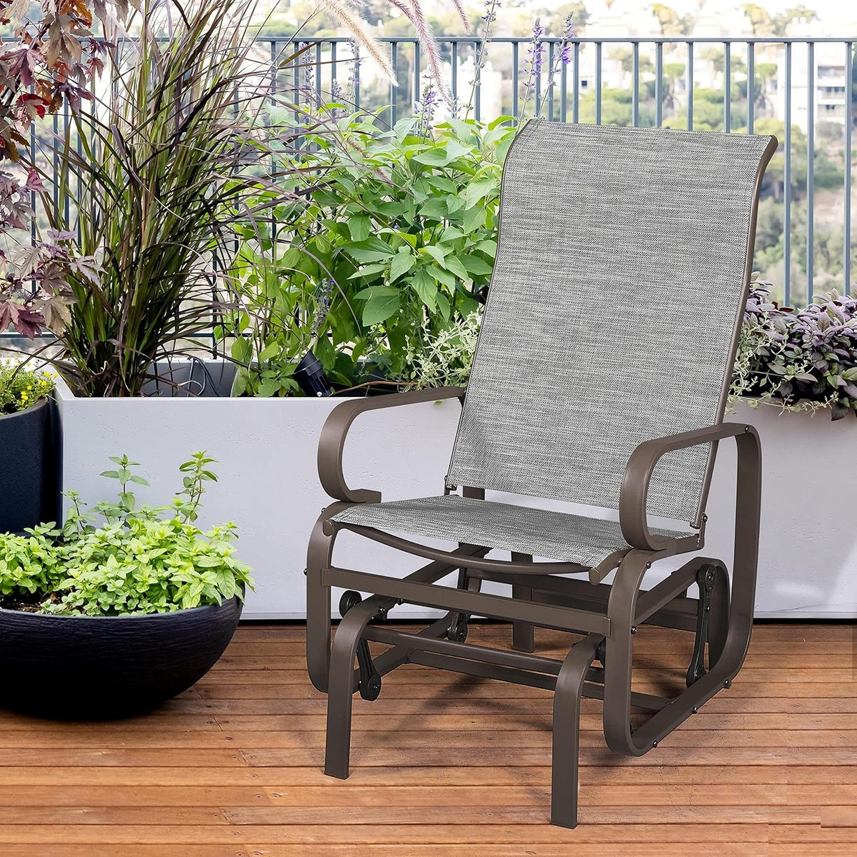 Outdoor Patio Glider Chairs with Breathable Sling Fabric