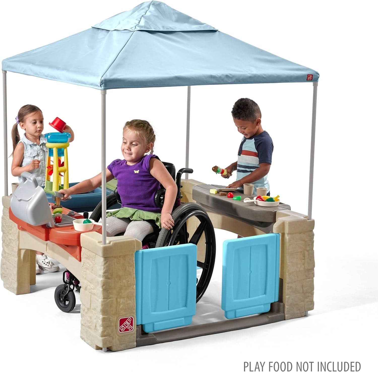 Outdoor Patio Playset With 60Inch Canopy Playhouse