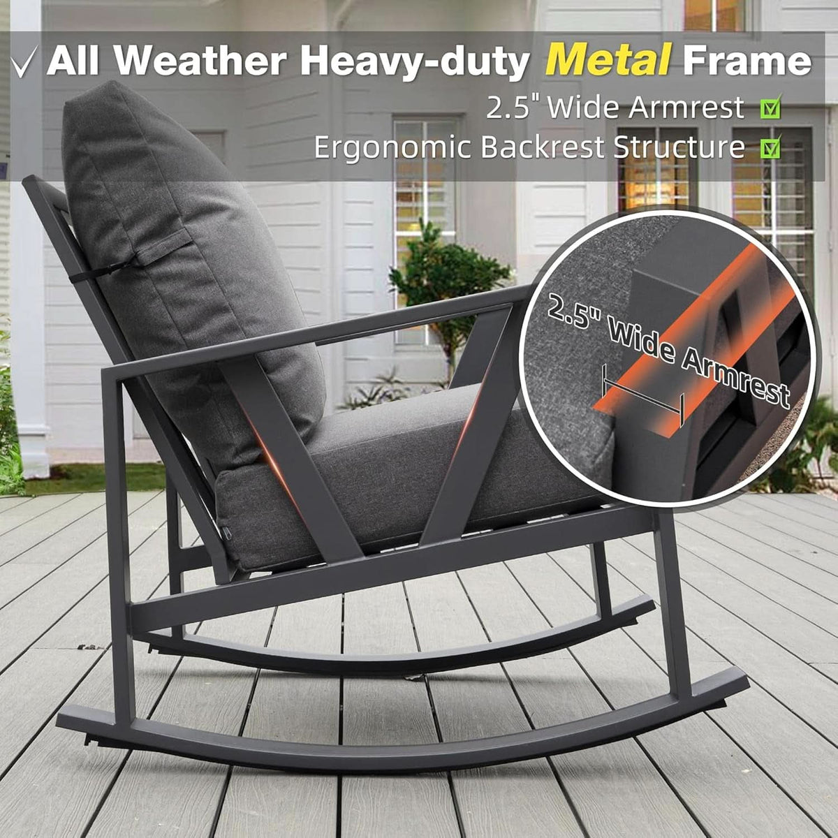 Outdoor Patio Rocking Chair Set With Coffee Table