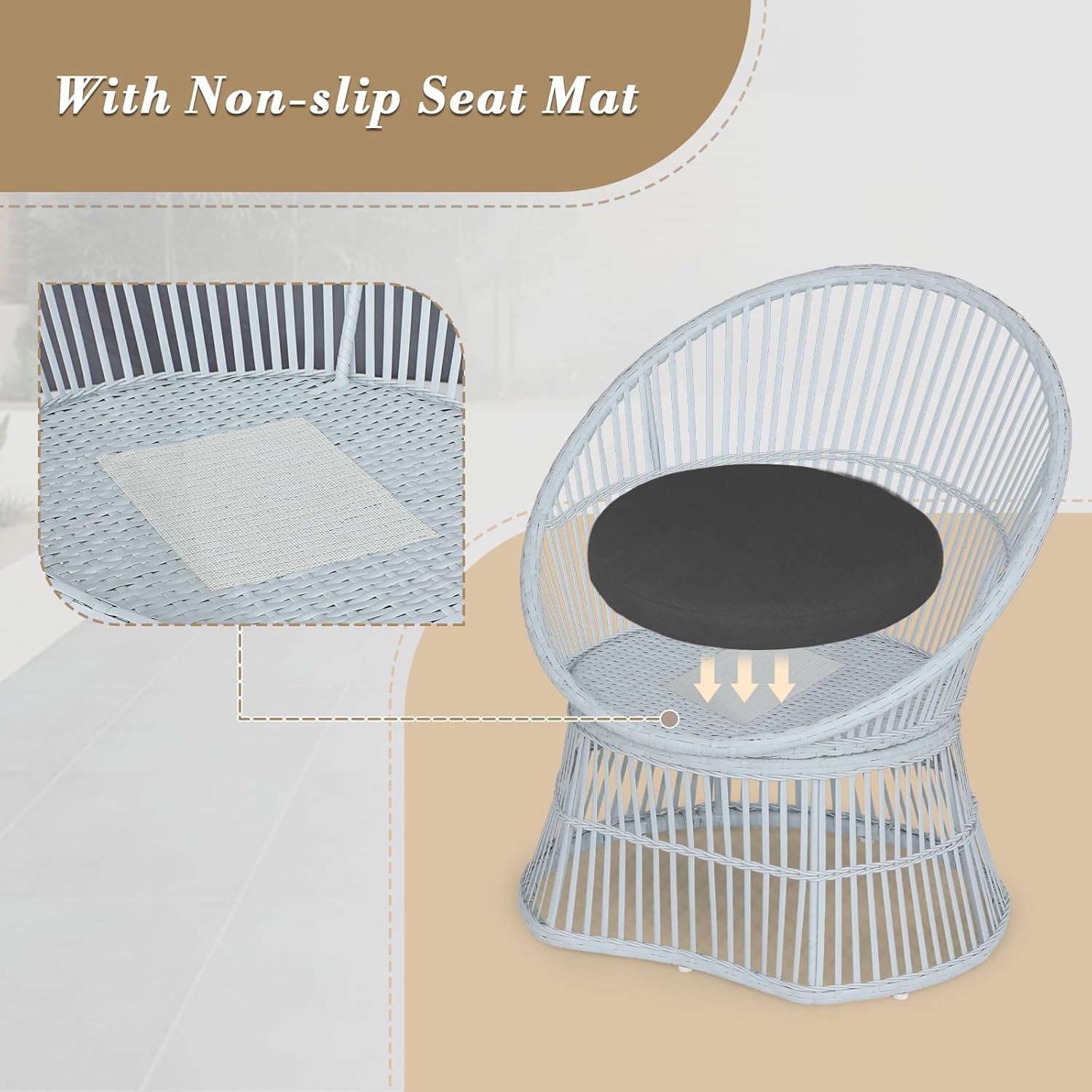 Outdoor Patio Wicker Bistro Set 3 Piece All Weather Black
