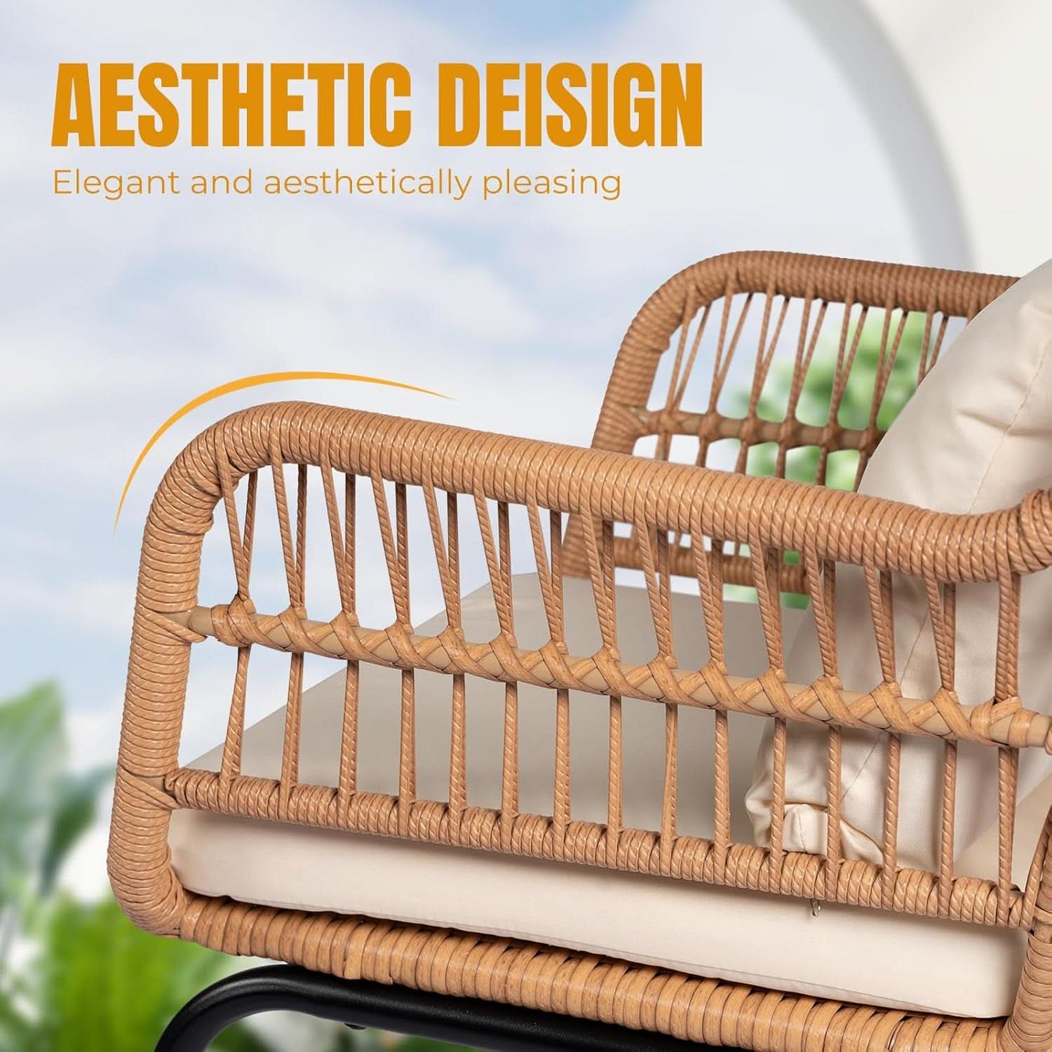 Outdoor Patio Wicker Bistro Set 3 Piece Yellow Beige