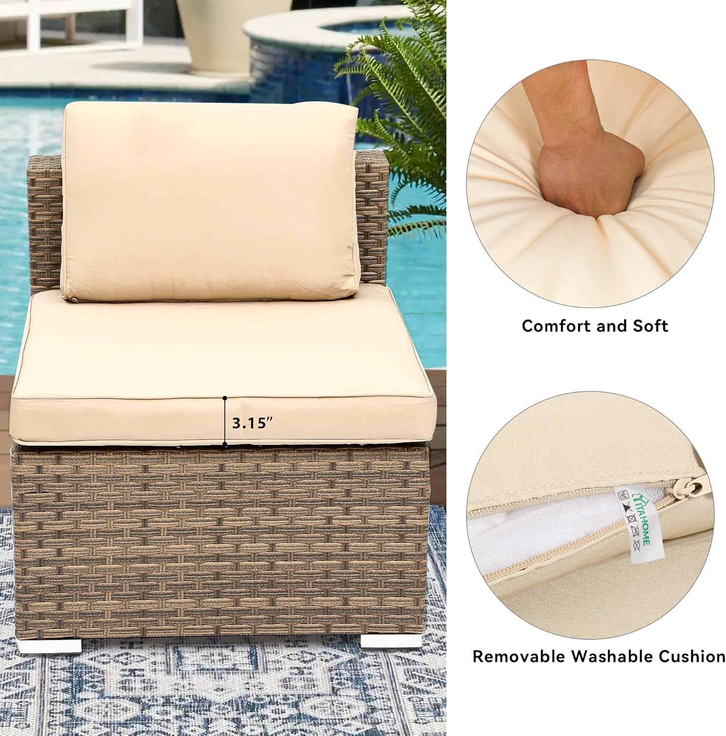 Outdoor Patio Wicker Daybed Set with Canopy Cushions