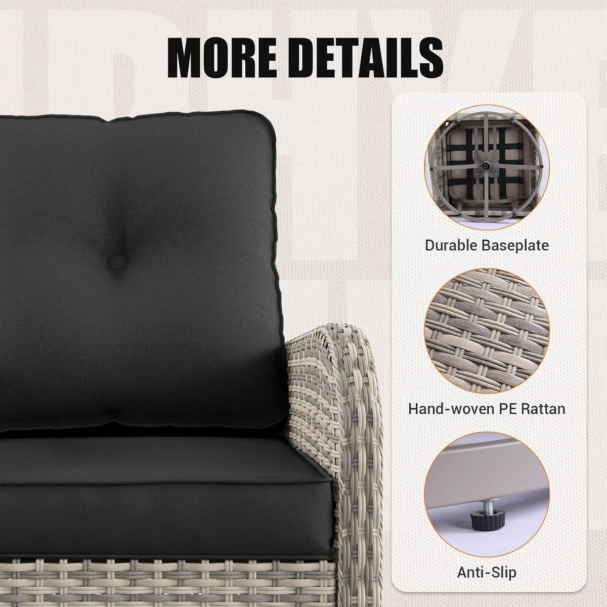 Outdoor Patio Wicker Rattan Swivel Rocking Chair Set