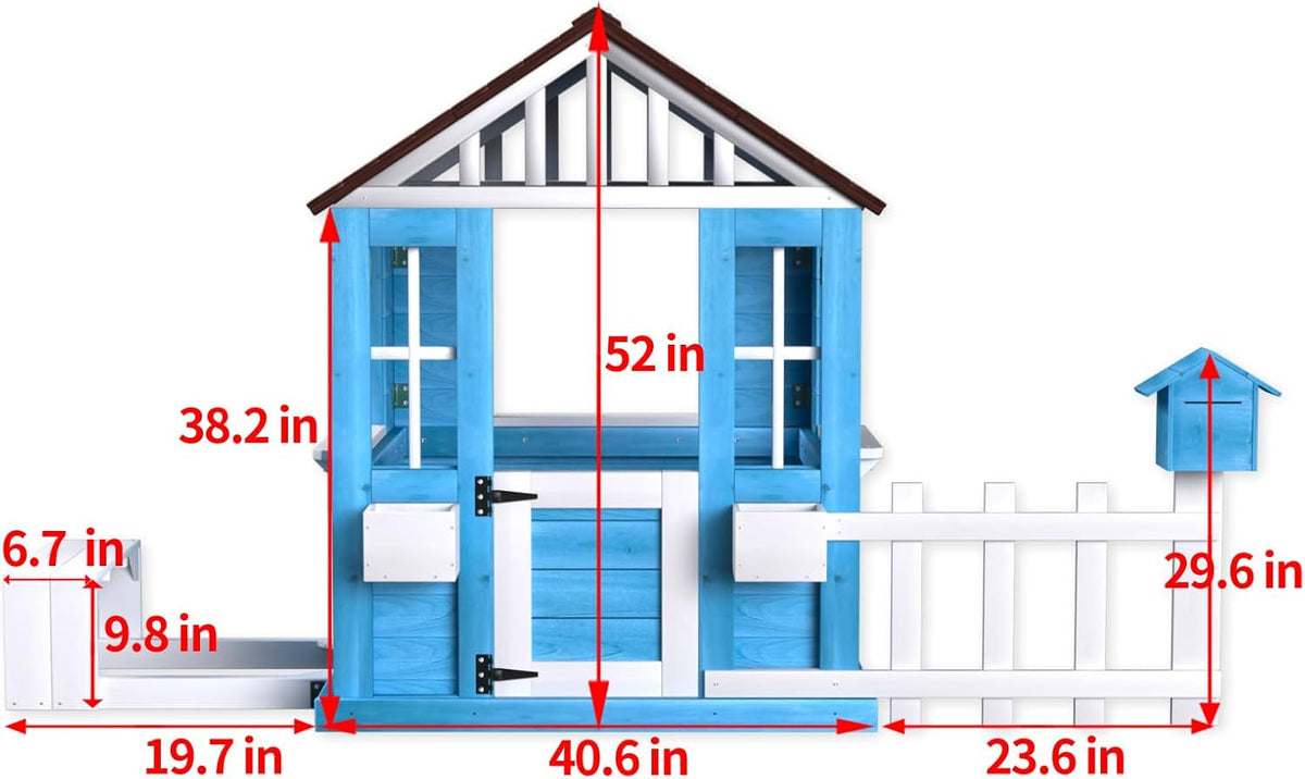 Outdoor Premium Solid Wood Playhouse For Kids With Bench