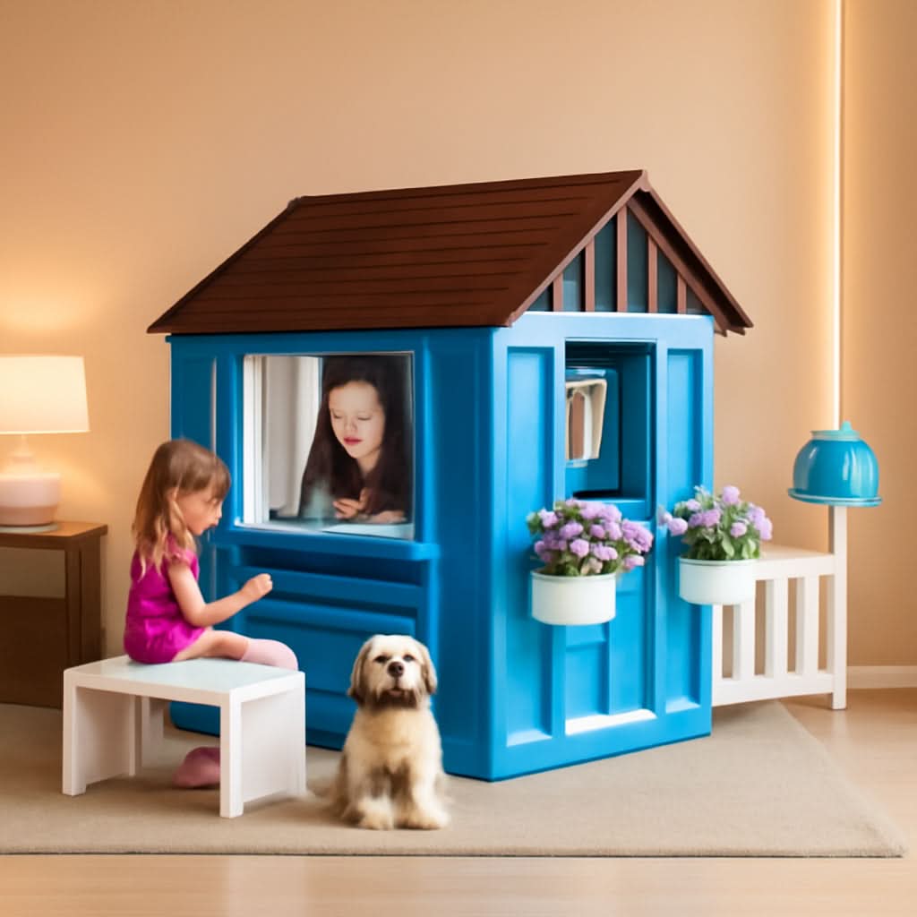 Outdoor Premium Solid Wood Playhouse For Kids With Bench