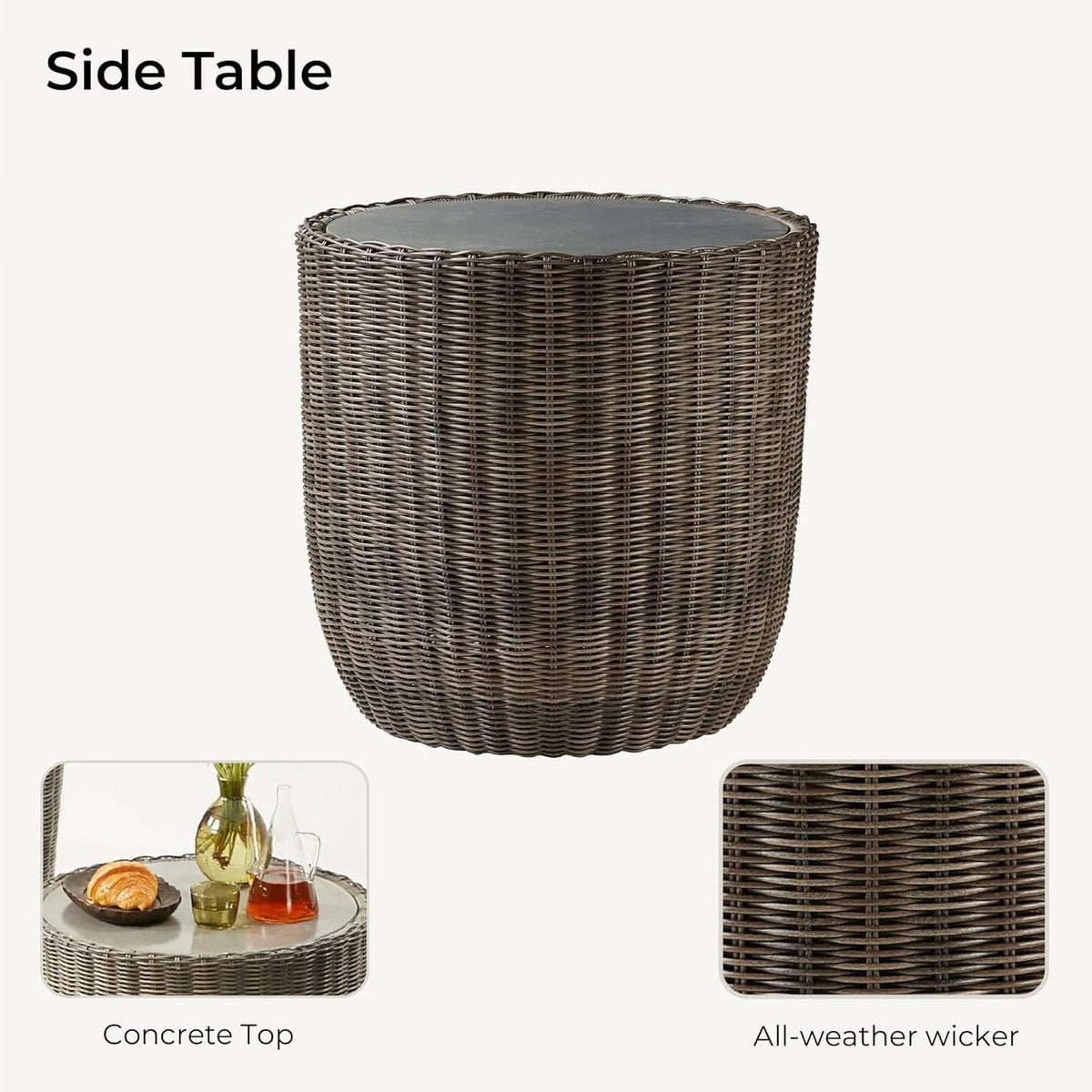 Outdoor Rattan Bistro Set With Comfortable Removable Cushions