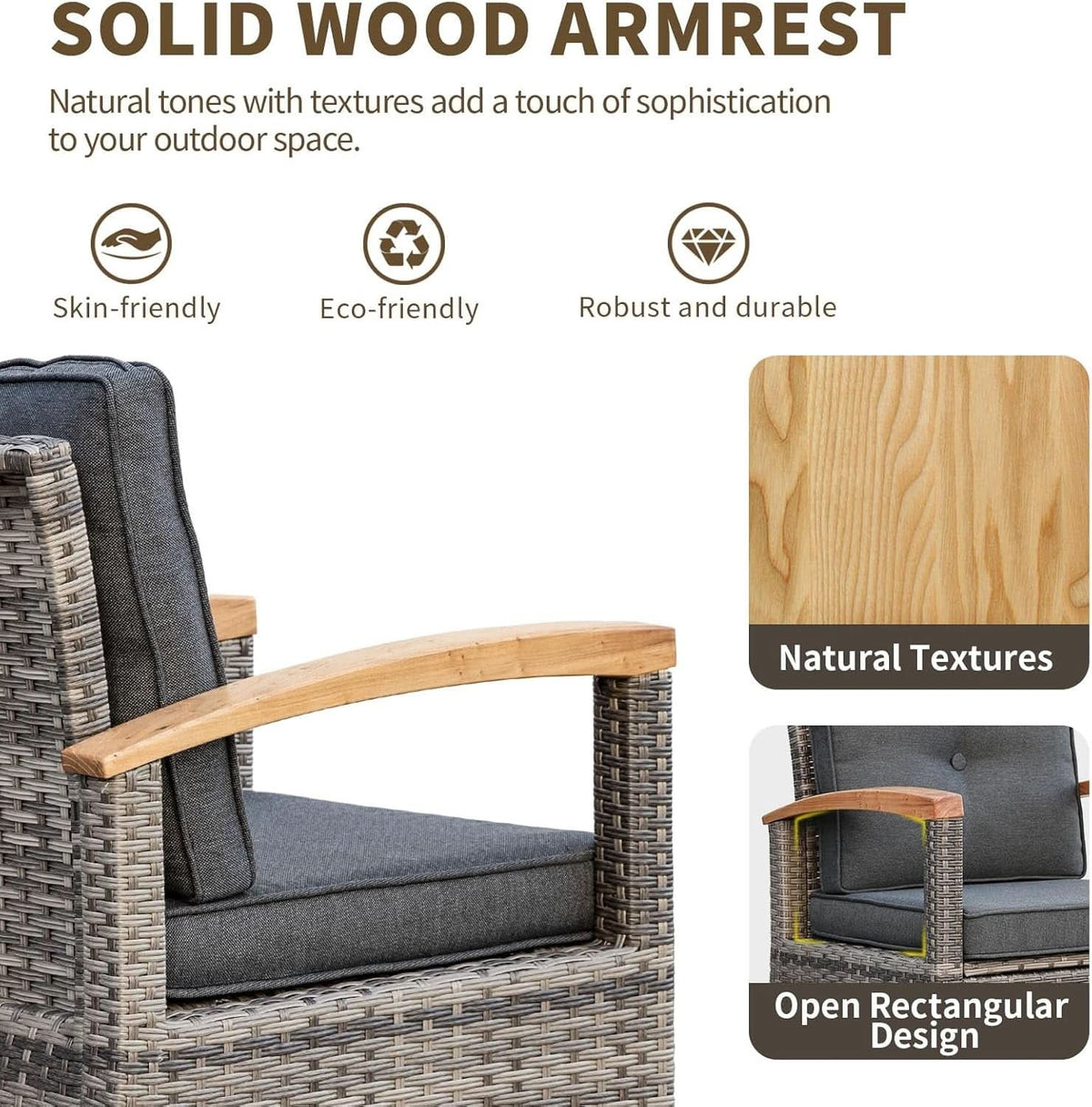 Outdoor Rattan Patio Furniture Set with Swivel Rockers