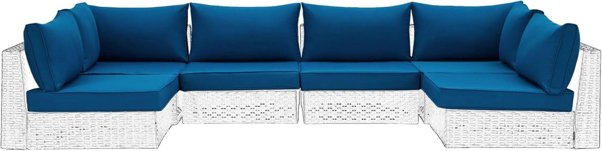 Outdoor Replacement Cushions For 14 Piece Rattan Wicker Set Water Repellent Blue