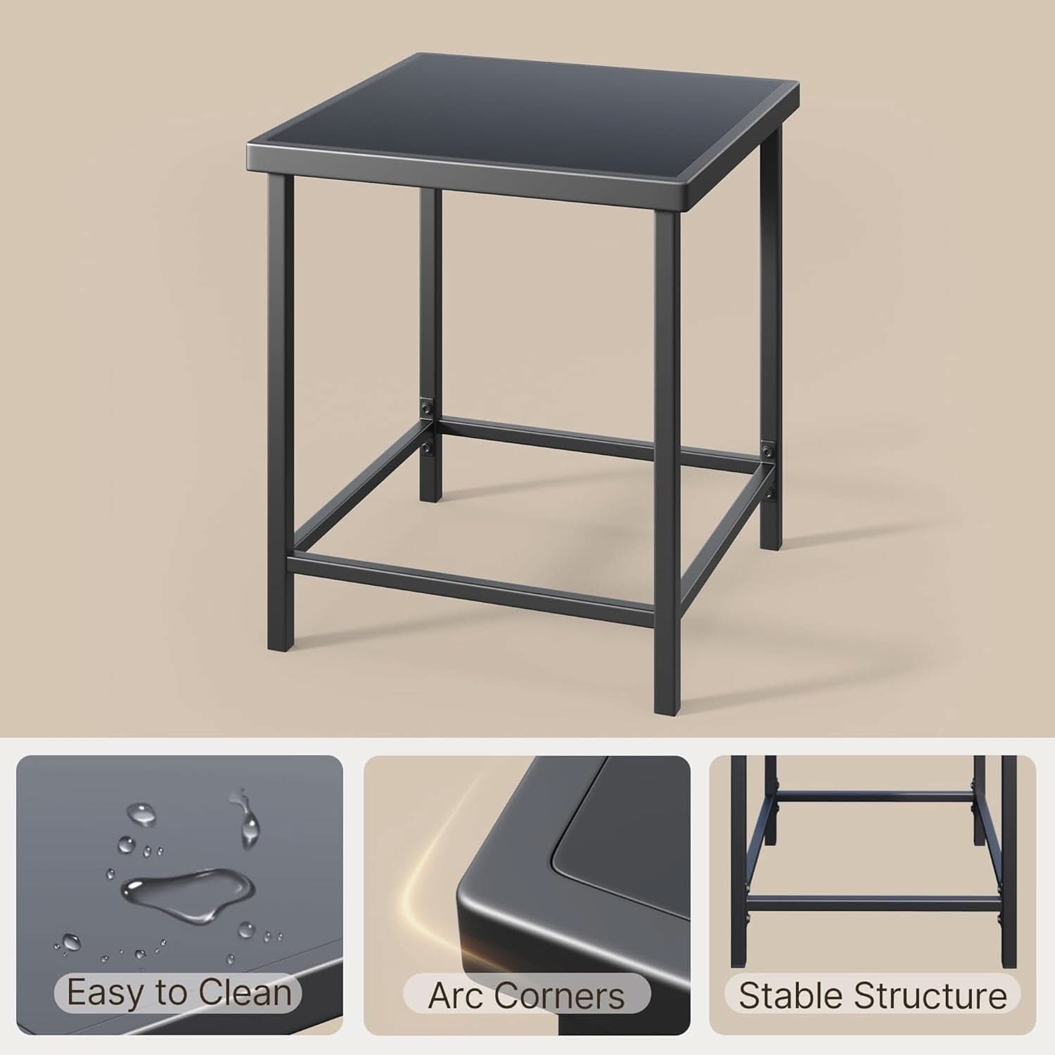 Outdoor Rocking Bistro Set With Cushions And Glass Table