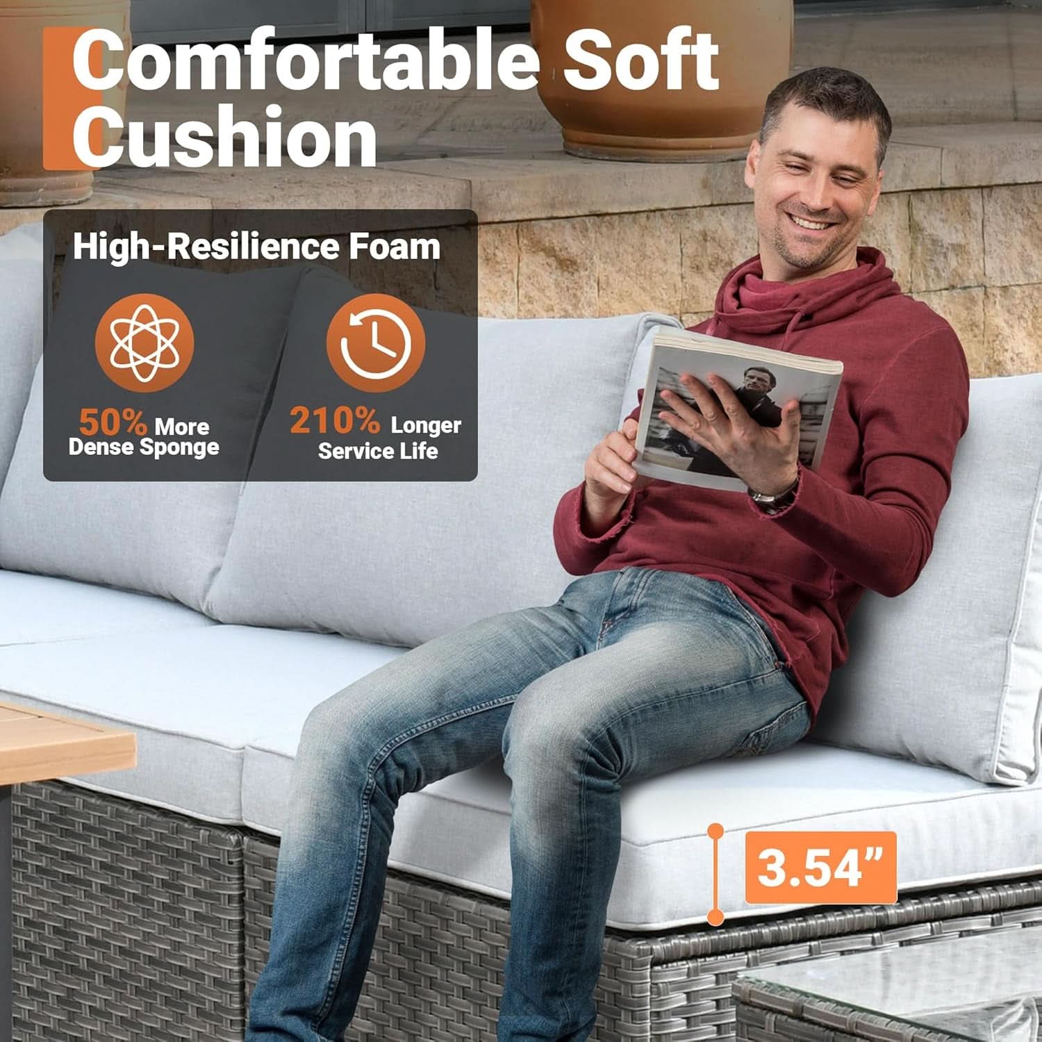 Outdoor Seven Piece Conversation Set with Coffee Table