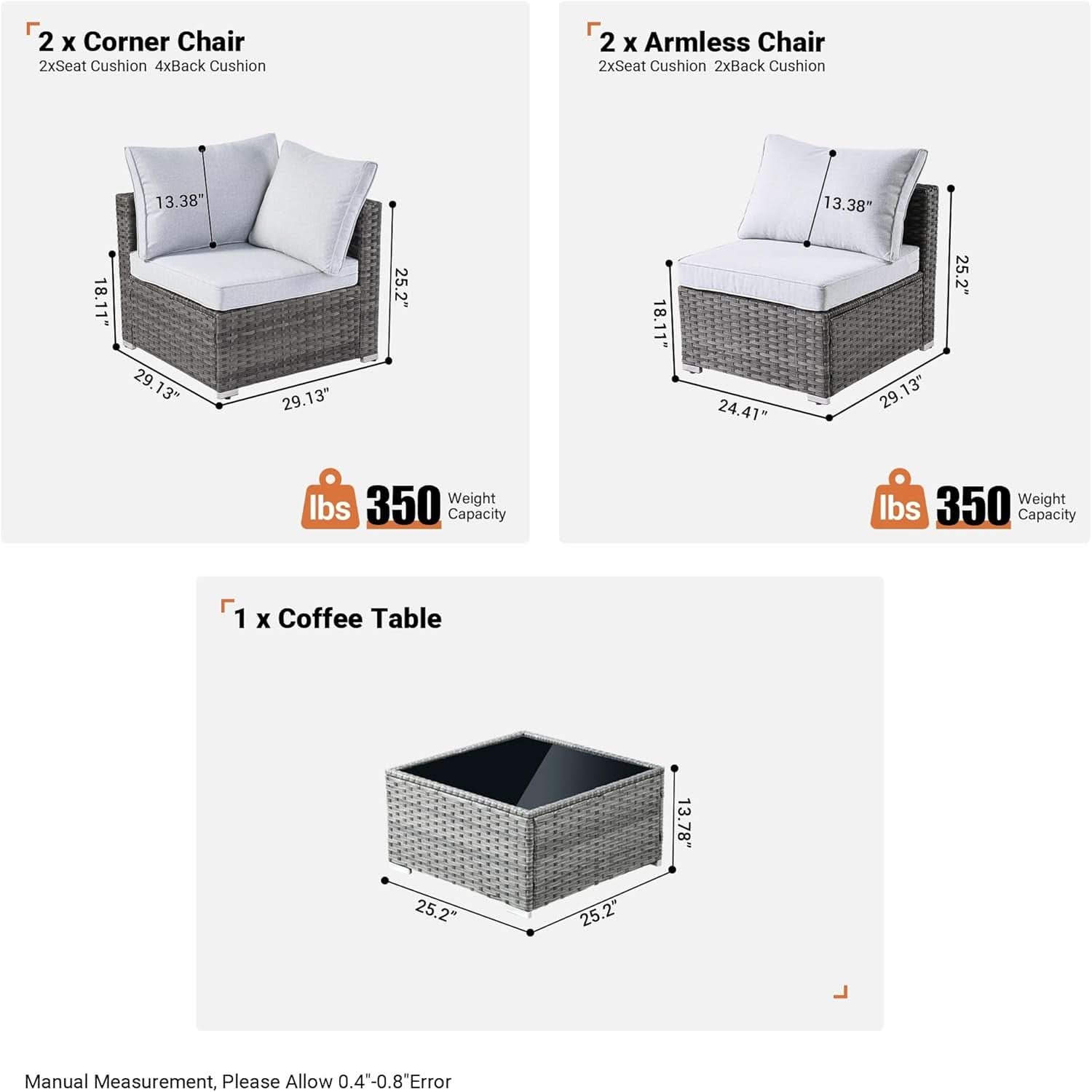 Outdoor Seven Piece Conversation Set with Coffee Table