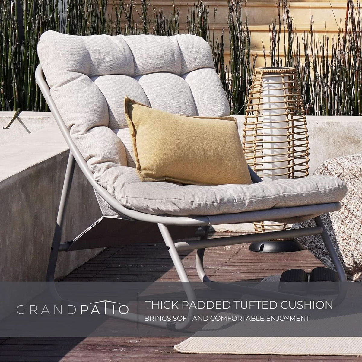 Outdoor Sofa Set For 4 With Thick Olefin Cushions Beige