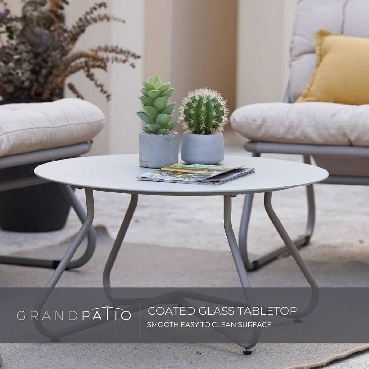 Outdoor Sofa Set For 4 With Thick Olefin Cushions Beige