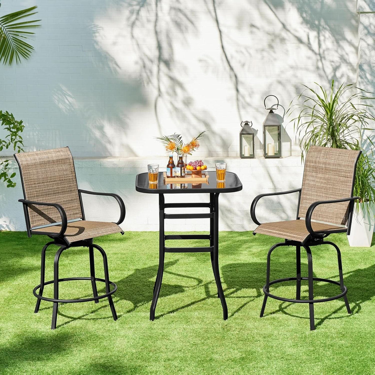 Outdoor Swivel Barstools Set of Four for Comfort