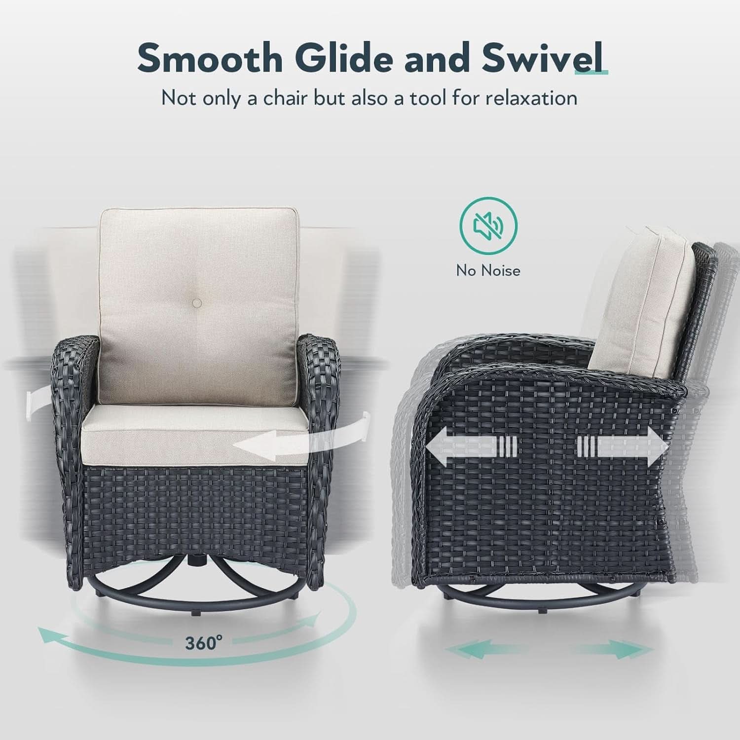 Outdoor Swivel Glider Rocker Chairs Set Of 4 Beige Cushions