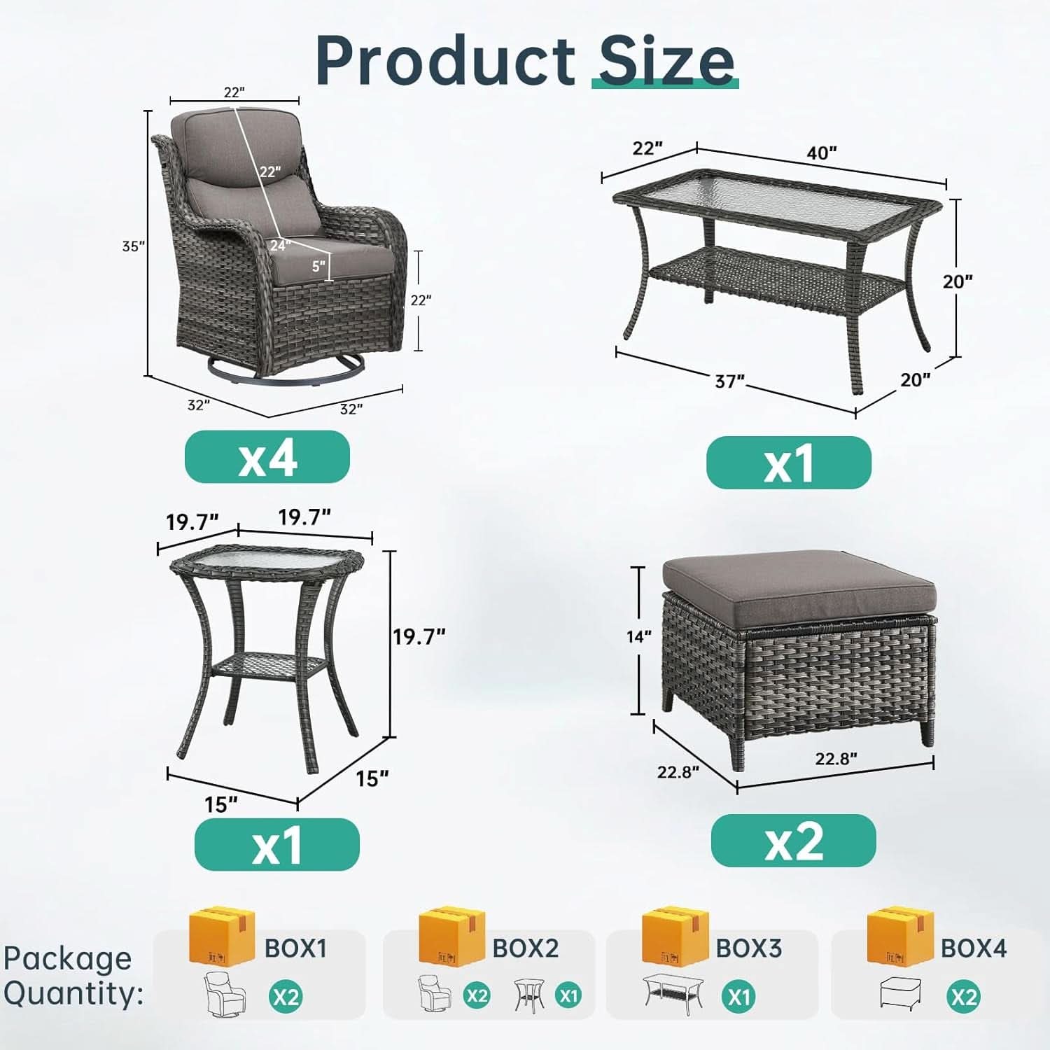 Outdoor Swivel Rocker Patio Chairs Set with Table