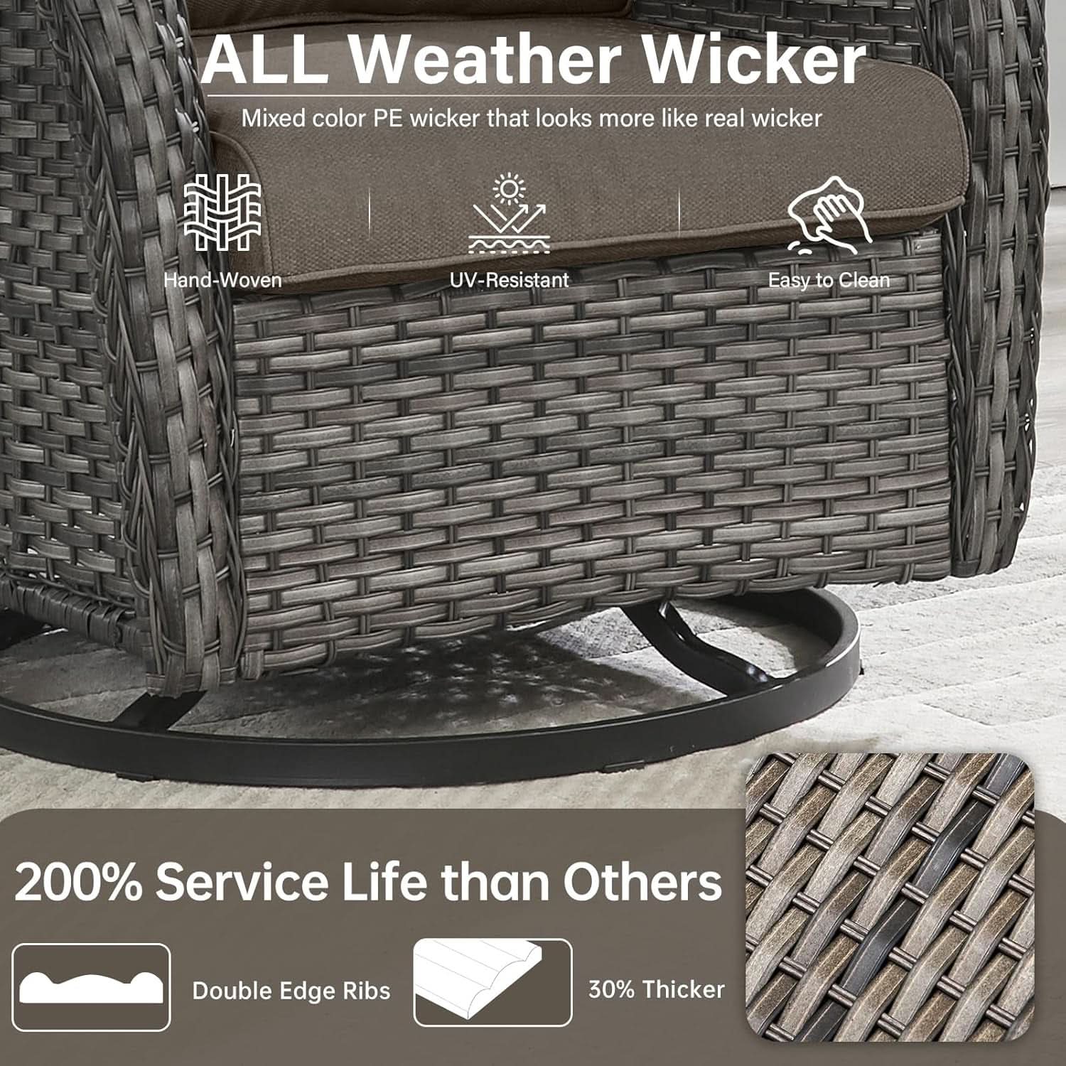 Outdoor Swivel Rocker Patio Chairs Set with Table