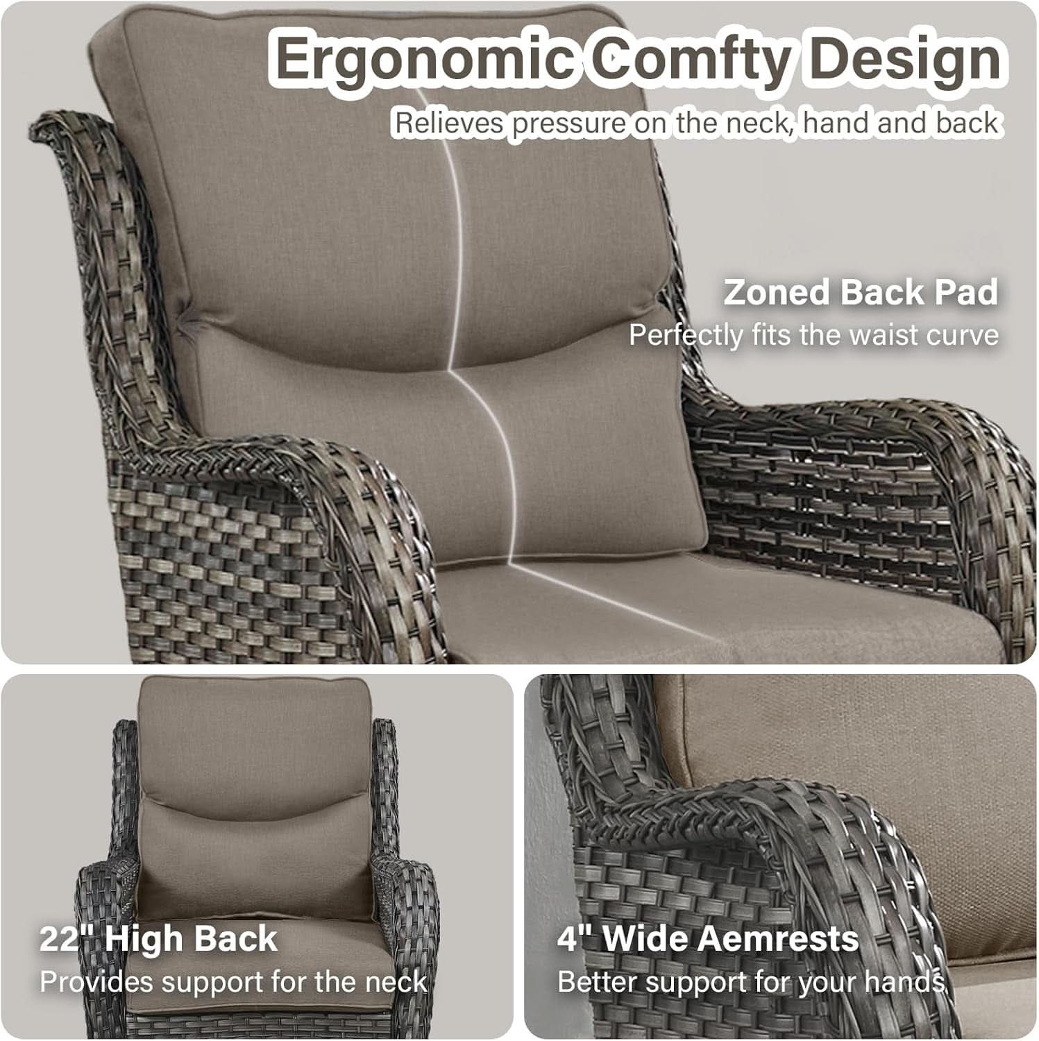 Outdoor Swivel Rocker Patio Chairs Set with Table