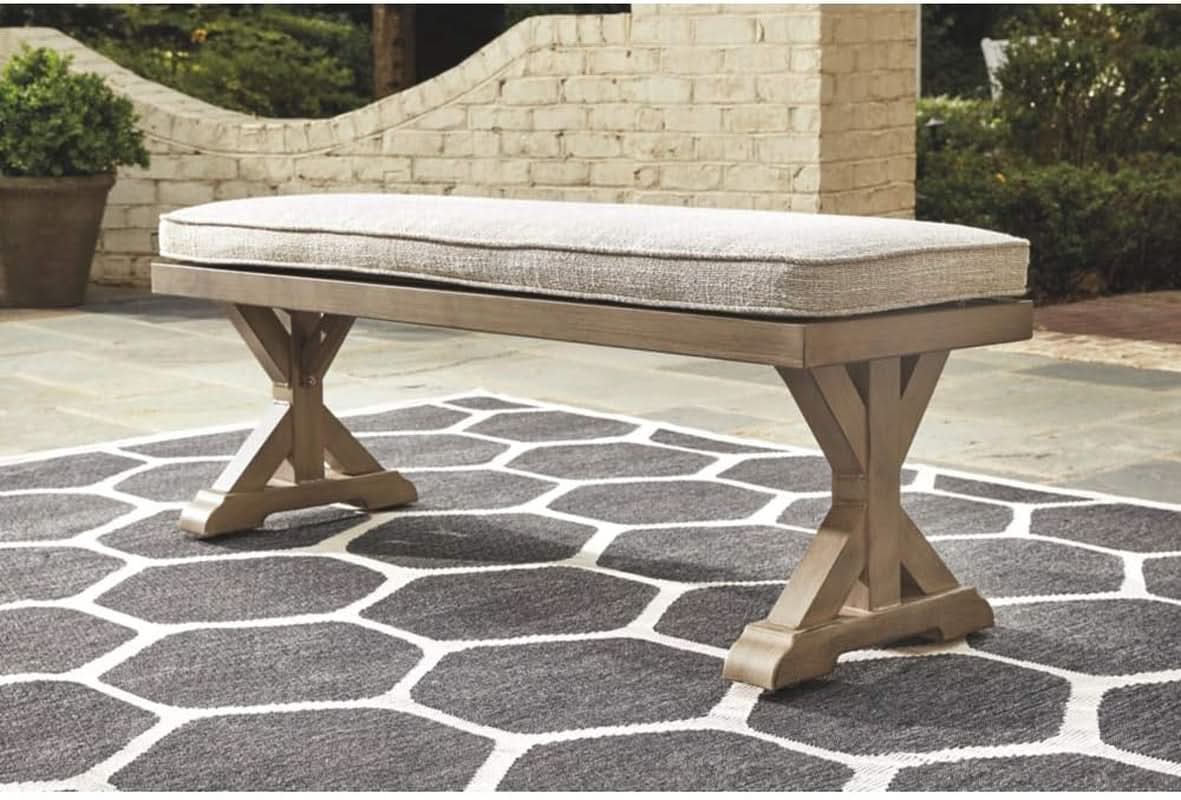 Outdoor Upholstered Dining Bench with All-Weather Foam