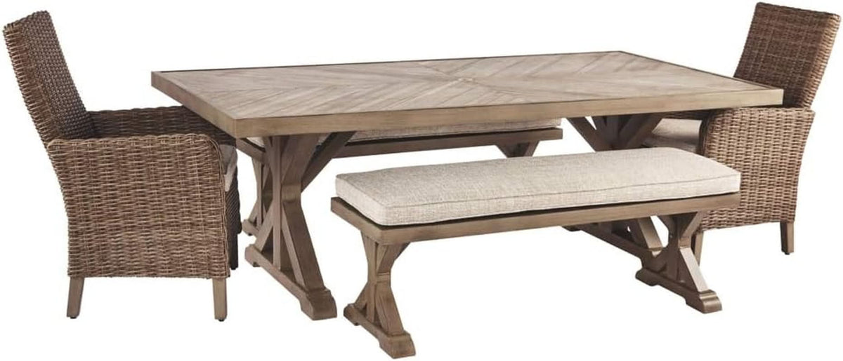 Outdoor Upholstered Dining Bench with All-Weather Foam