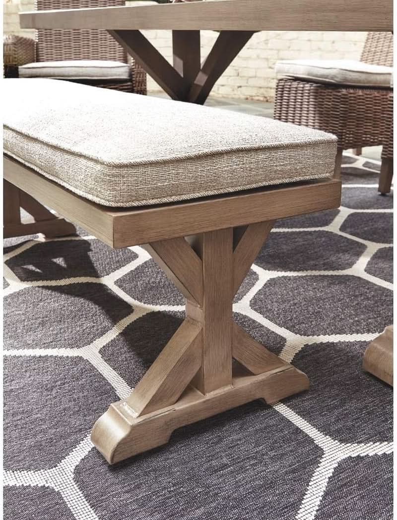 Outdoor Upholstered Dining Bench with All-Weather Foam
