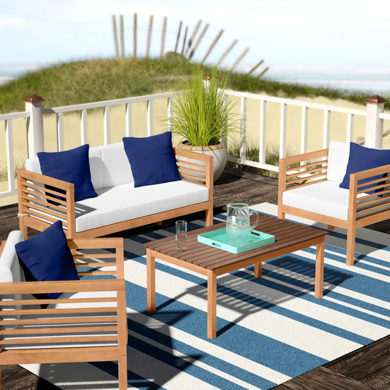 Outdoor Weatherproof 4 Piece Patio Sofa Set With Cushions