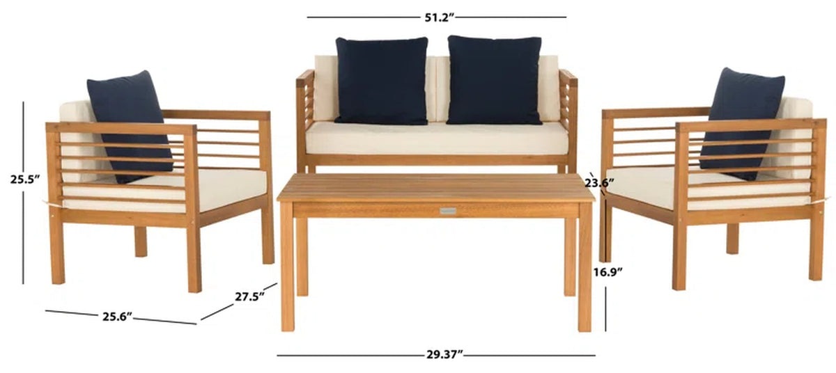 Outdoor Weatherproof 4 Piece Patio Sofa Set With Cushions