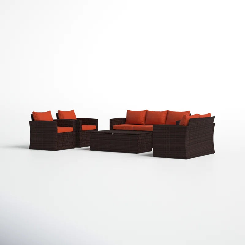 Outdoor Wicker 7 Person Seating Group With Cushions