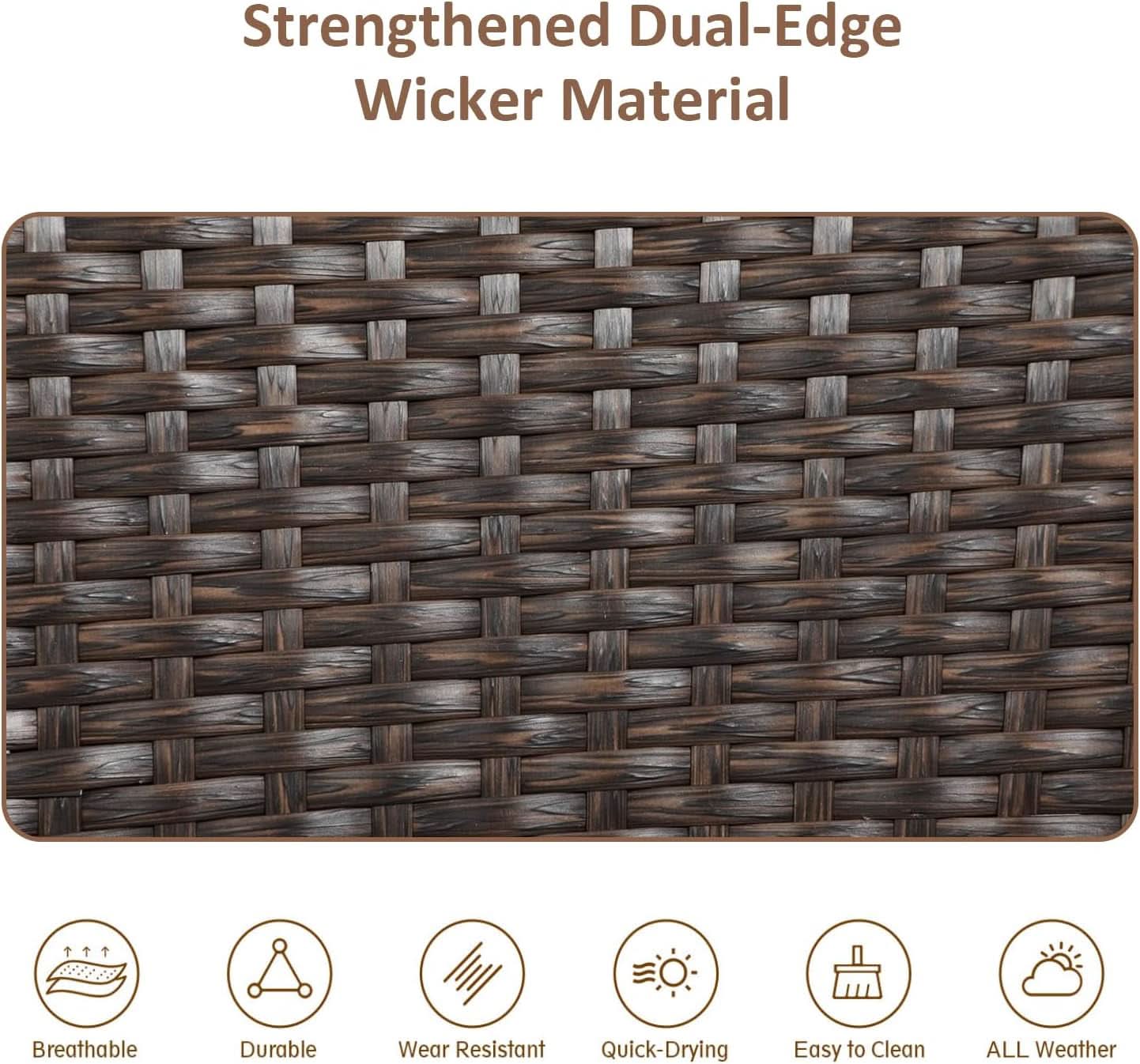 Outdoor Wicker Chair Set with Cushions for Patios