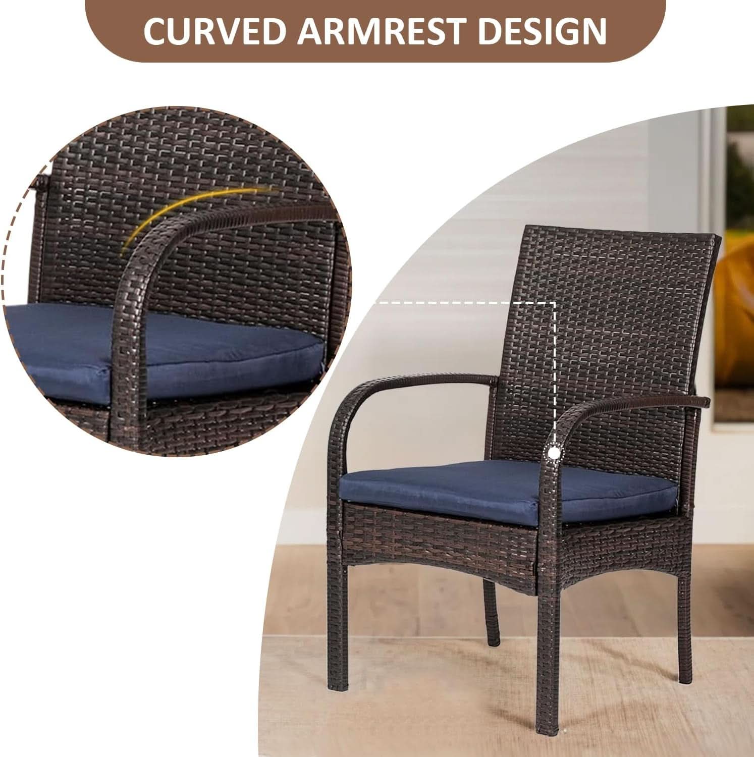 Outdoor Wicker Chair Set with Cushions for Patios