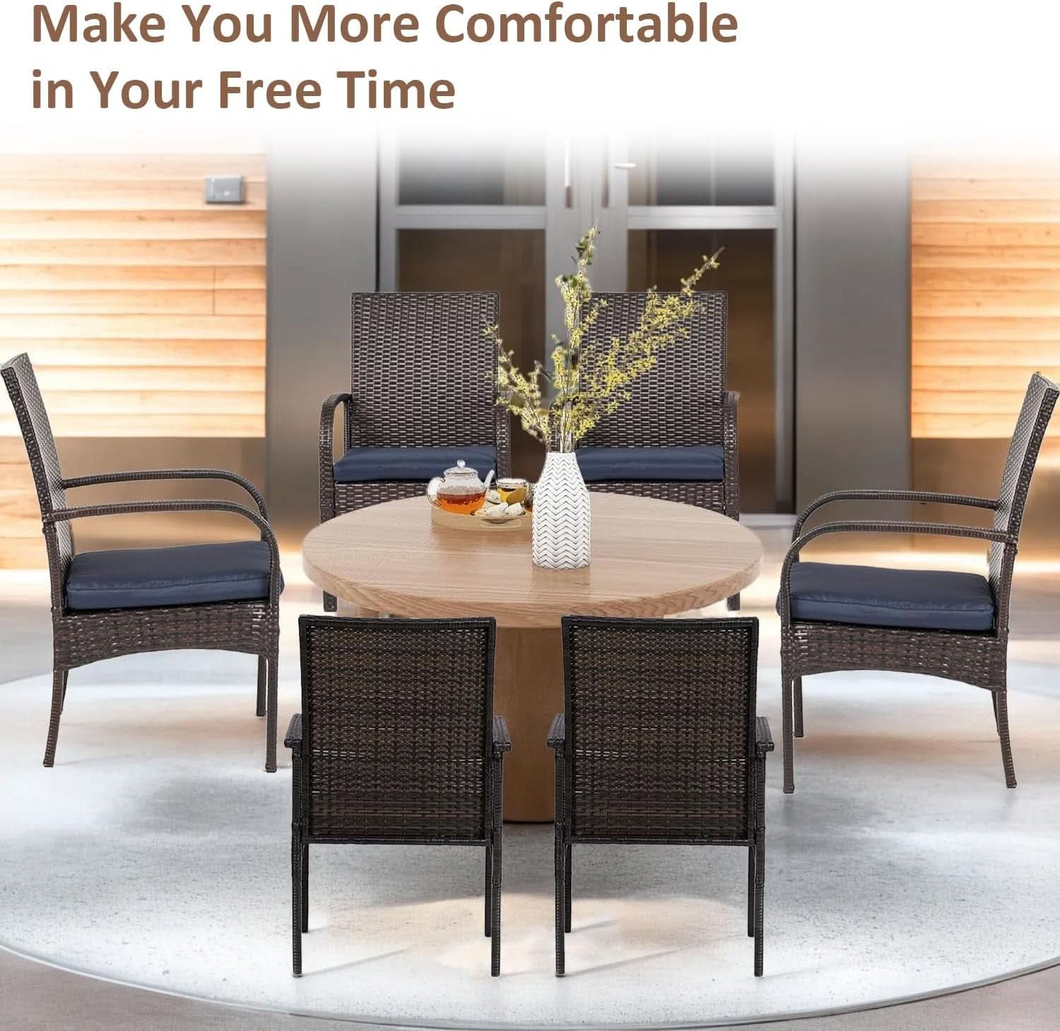 Outdoor Wicker Chair Set with Cushions for Patios
