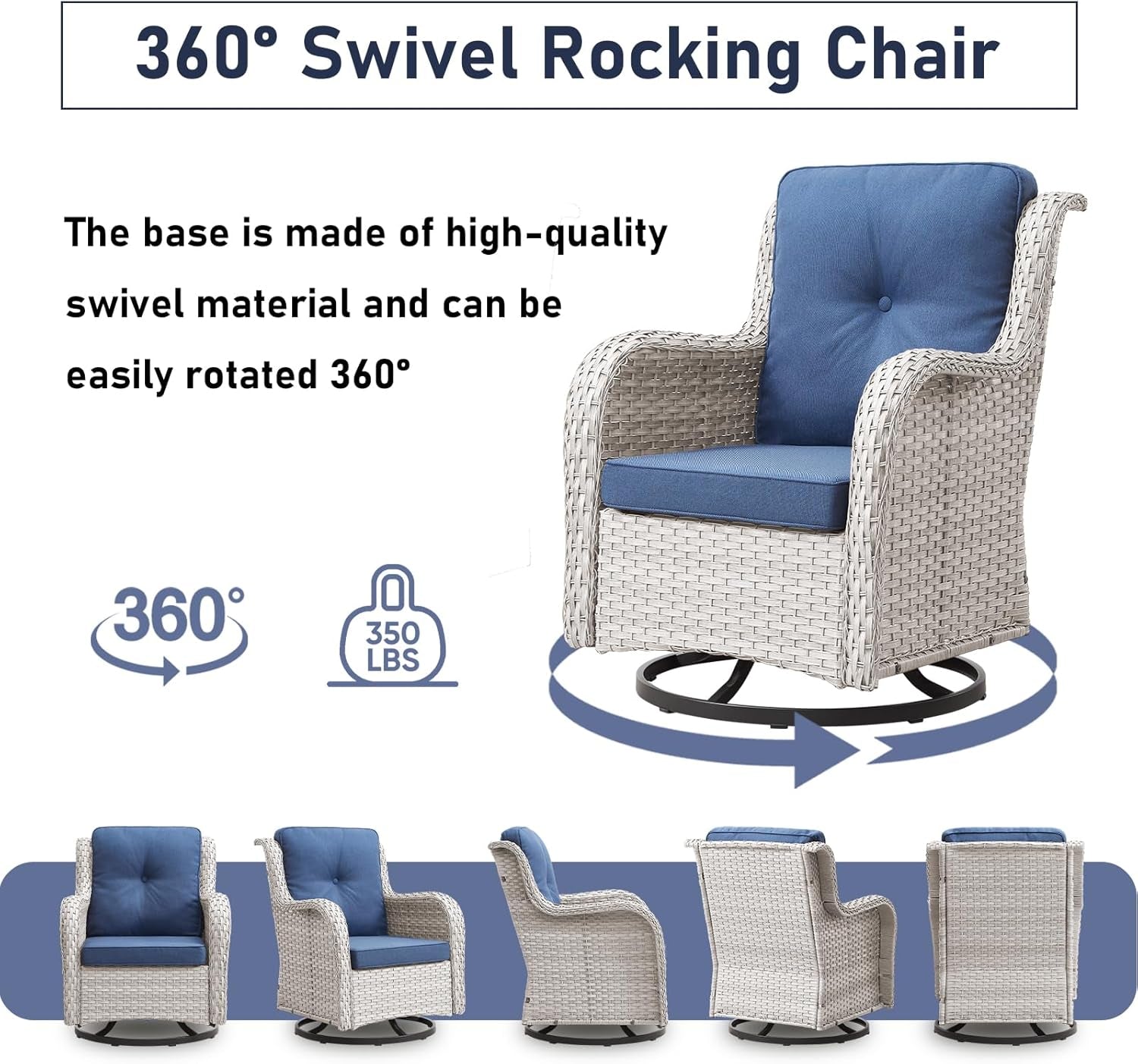 Outdoor Wicker Furniture Set with Swivel Rocker Chairs