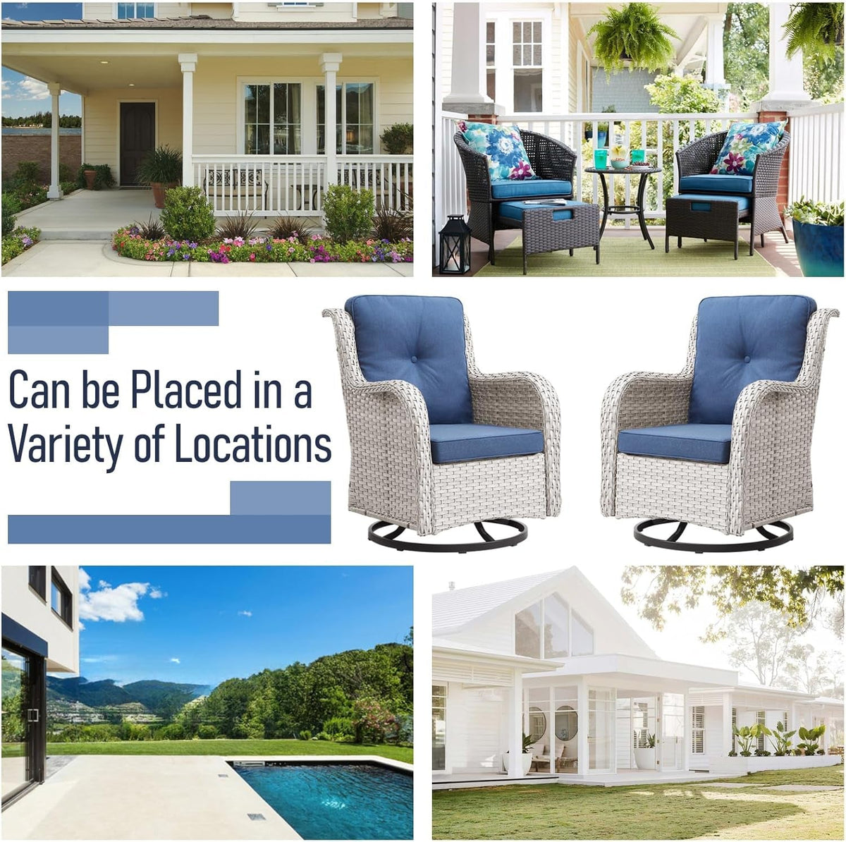 Outdoor Wicker Furniture Set with Swivel Rocker Chairs